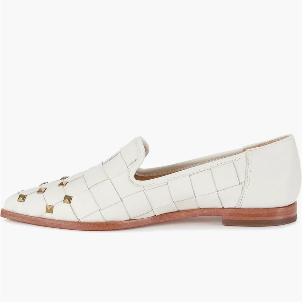 NIB Frye Kenzie Studded White Leather Loafers - 8.5